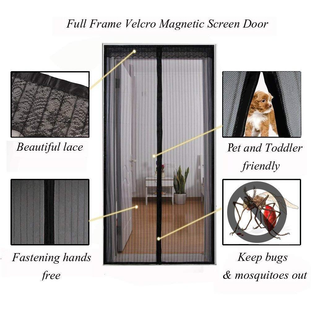 Store2508 Polyester Mesh Mosquito Screen Curtain With Magnets For Main Doors/Balcony Doors/Kitchen Doors (110 * 210 Cms,Black)