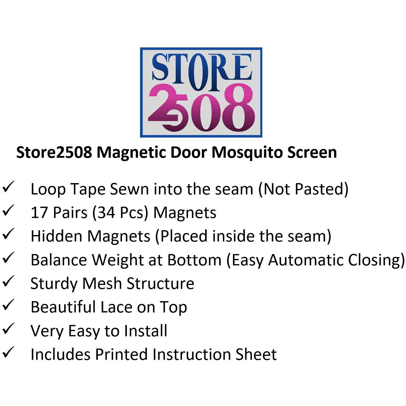 Store2508 Polyester Mesh Mosquito Screen Curtain With Magnets For Main Doors/Balcony Doors/Kitchen Doors (110 * 210 Cms,Black)