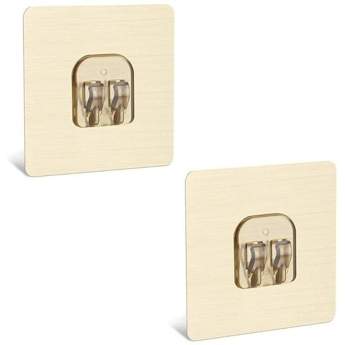 Xenoty Strong Self Adhesive Magic Sticker Gold Color - Bathroom And Kitchen Hanging Racks Sticker - Only Sticker (Single Hook Gold Color (7 X 7 Cm), 2.00)