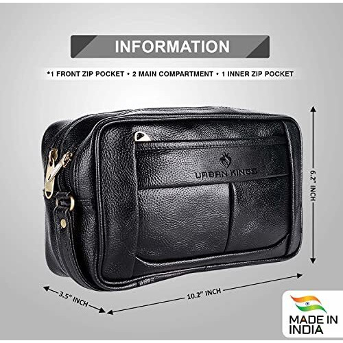 Urban Kings Men's Faux Leather Cash Pouch/Money Carrying Pouch/Multipurpose Travel Pouch Leather Big Wrist Clutch Bags Business Bag,Document Carry Bag,Shop Bag, High-Capacity (Black)