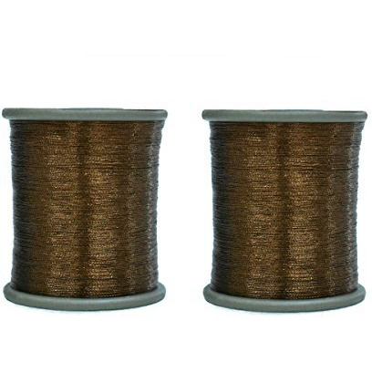 Embroiderymaterial Metallic Zari Thread For Embroidery, Sewing And Jewelry Making, Dark Brown Color, 0.1Mm(Pack Of 2 Roll)