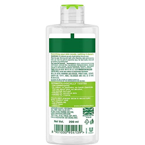 Simple Kind To Skin Soothing Facial Toner 200Ml | Keeps Skin Toned & Refreshed And Restores The Skin's Natural Ph Level | For All Skin Types