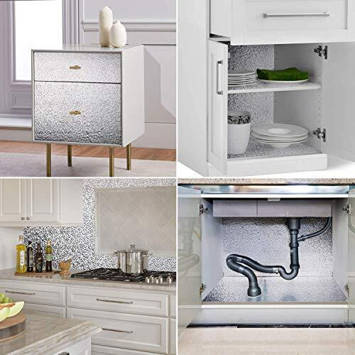Om Akshar Aluminium Foil Stickers For Kitchen, Self Adhesive Wallpaper Pvc Vinyl, Oil Proof Heat Resistant Wall Stickers For Kitchen, Vinyl Pvc Wallpaper For Kitchen For Furniture, Walls, Kitchen Etc. (2 M Silver Curly W1)