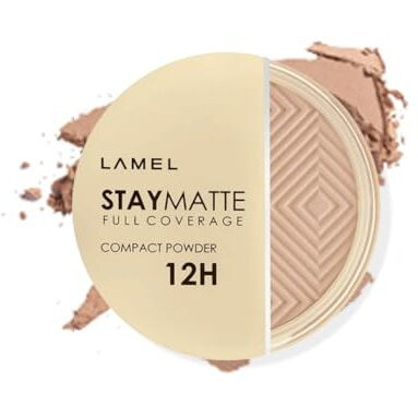 Lamel-Stay Matte Compact Powder 404 Beige | Suitable For Dry And Dehydrated | Oily And Combination Skin | Extremely Light Formula | 12 Hour Longstay| Cruelty Free | 12Gm