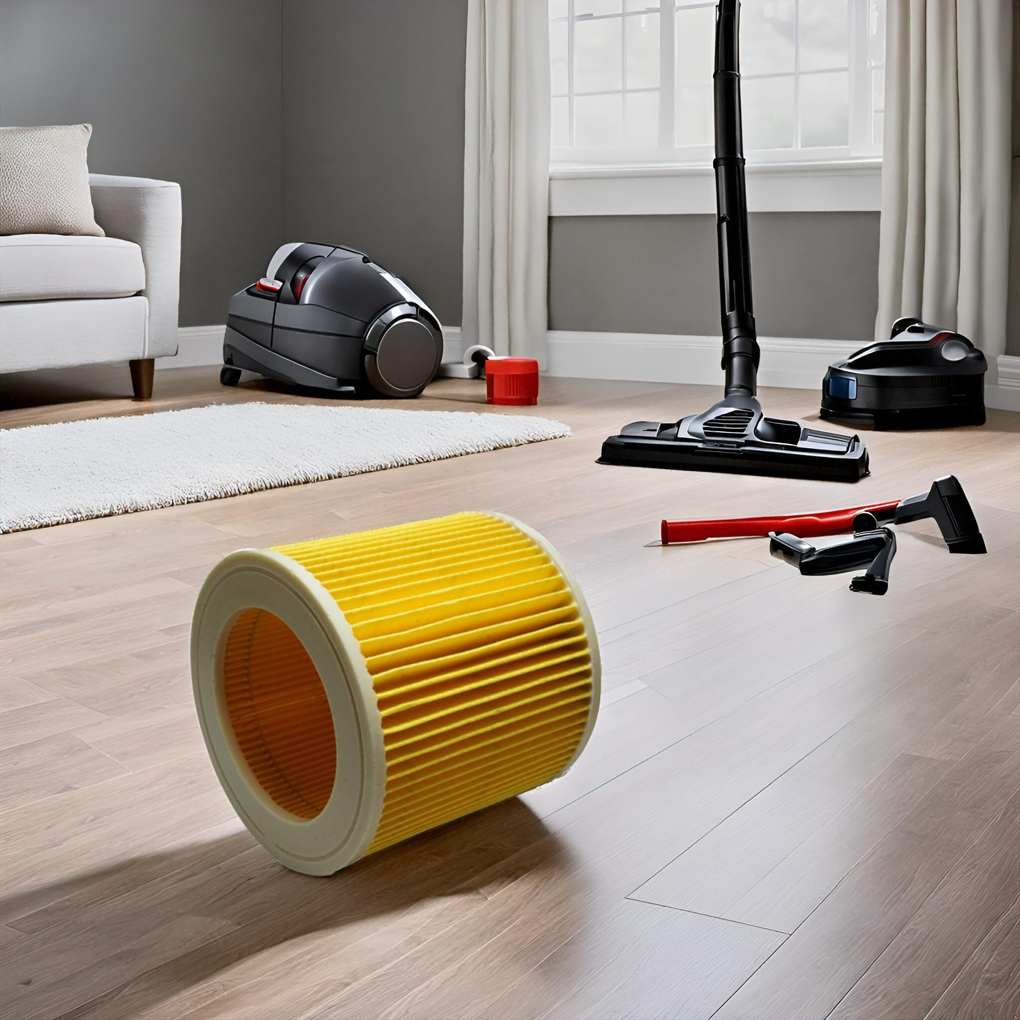 Rodak Cartridge Filter, Locking Knob Included, Compatible With Karcher Vacuum Cleaner Wd3, Mv3, Wd 3.200 And A 2504