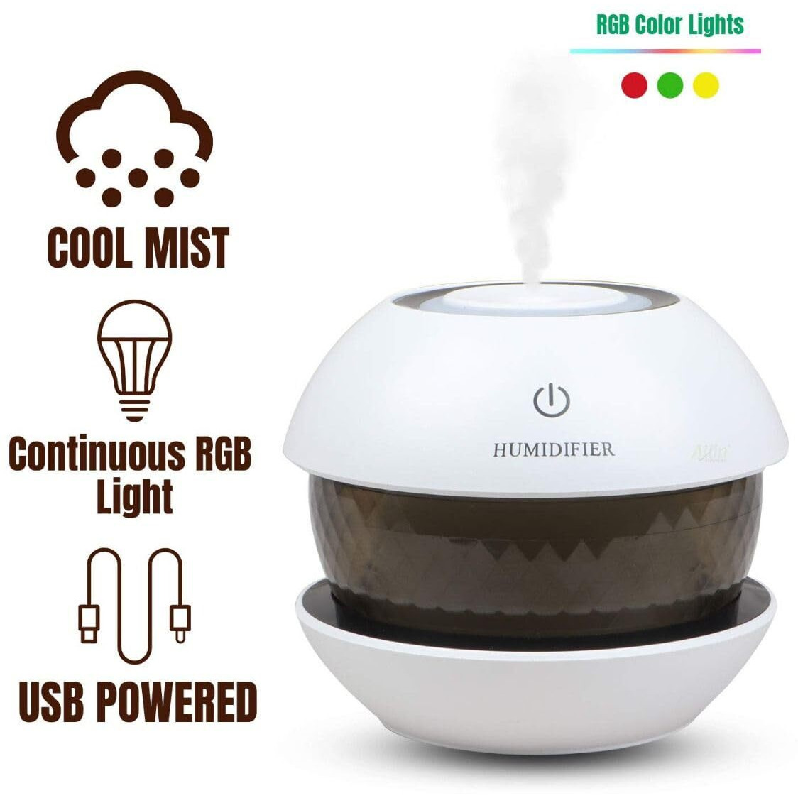 Maharsh Air Magic Ultrasonic Humidifier, Portable Usb Mini Humidifier Cool Mist Humidifiers Essential Oil Diffuser Aroma Air Humidifier With Led Night Light Colorful Change For Car, Office(Daimond)