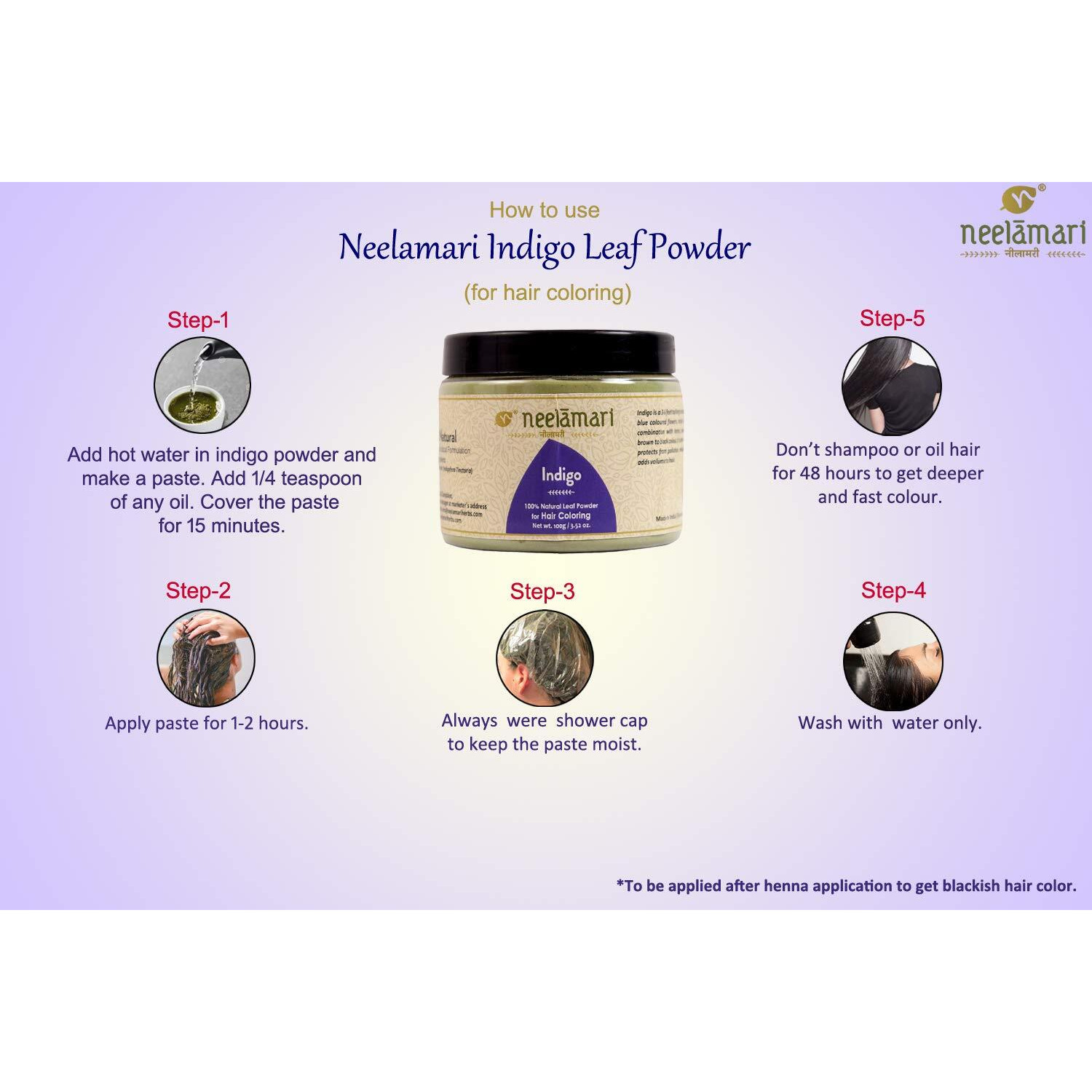 Neelamari Pure Indigo, Leaves Powder Natural For Black Hair Color (Indigo Powder Pack Of 2)