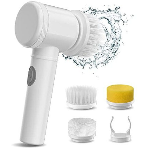 Soaring Electric Cleaning Brush, Cordless Electric Scrubber For Kitchen,Bathroom,Shower Door,Bathtub,Mirror,Tile,Tub,Dish,Sink,Grout Handheld Household Motorized Brush(White)