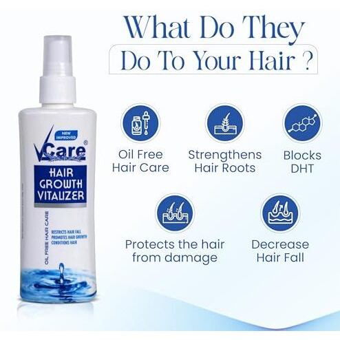 Vcare Hair Growth Vitalizer 100Ml | Hair And Moisturize Dry Head | Control Hair Fall For All Hair Type | Boost Hair Growth | Dandruff Control Serum Oil Free (Pack Of 2)