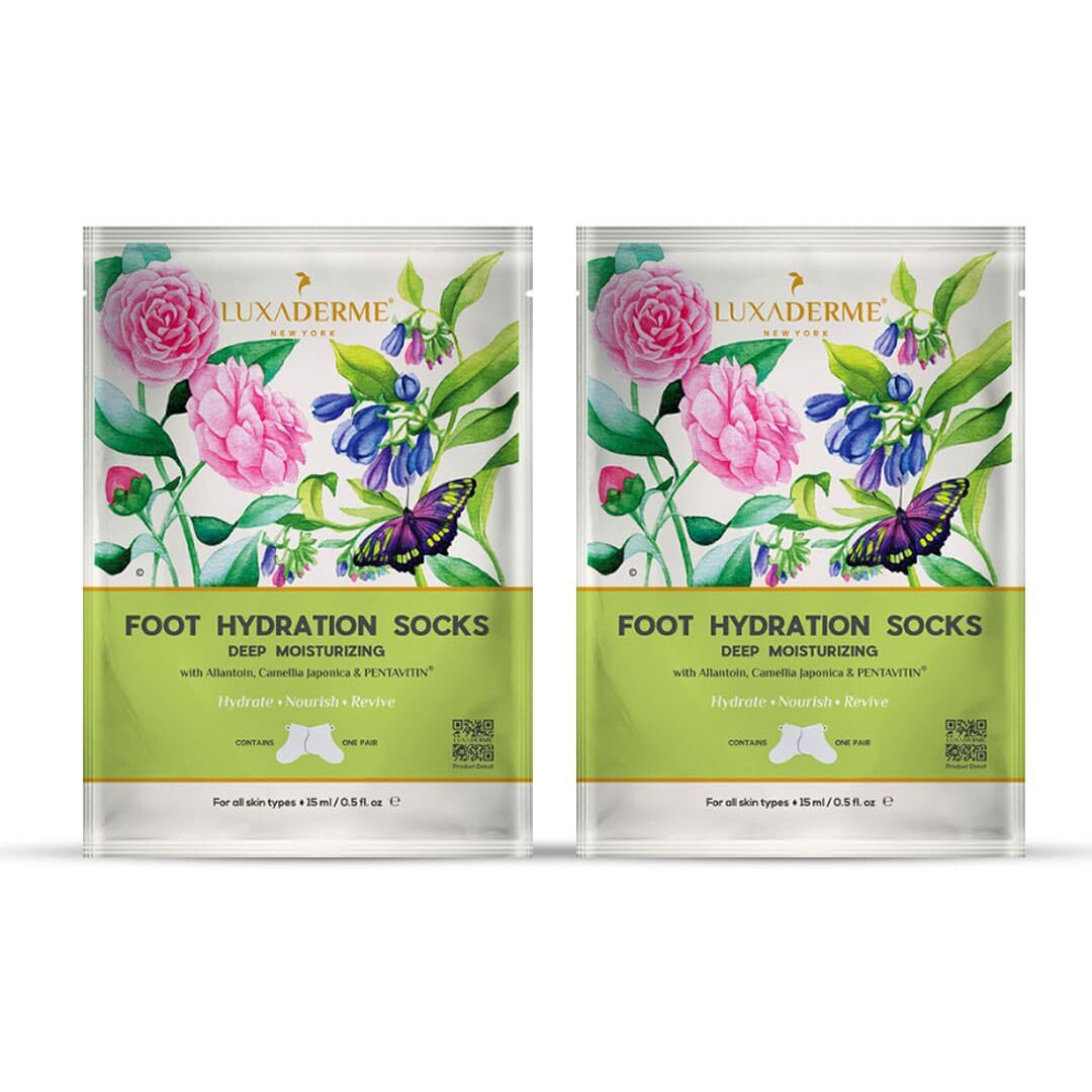 Luxaderme Foot Hydrating Socks | Deeply Moisturizes Dry & Dull Skin | Reduces Pigmentation | Nourishes Nails & Cuticles (Pack Of 2)