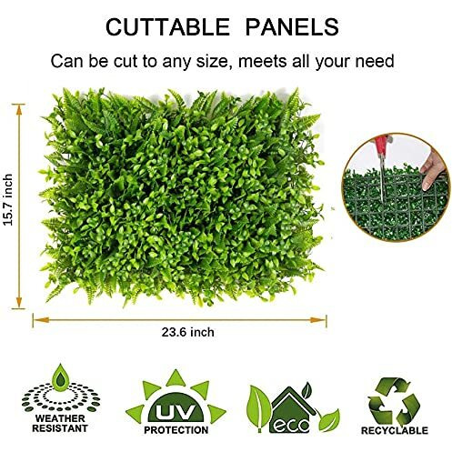 Golden Cart Artificial Wall Grass For Home Decoration (4 Pcs) I Grass Mat For Wall I Vertical Garden Artificial Plants (Natural Green, 60Cm X 40Cm X 8Cm, Pack Of 4)