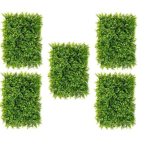 Golden Cart Artificial Wall Grass For Home Decoration (5 Pcs) I Grass Mat For Wall I Vertical Garden Artificial Plants (Natural Green, 60Cm X 40Cm X 8Cm, Pack Of 5)