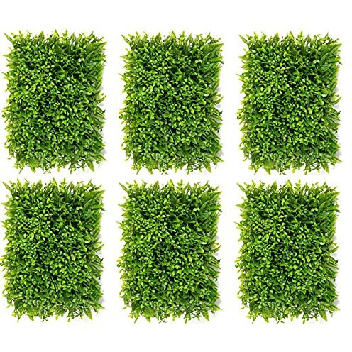 Golden Cart Plastic Artificial Wall Grass For Home Decoration (6 Pcs) I Grass Mat For Wall I Vertical Garden Artificial Plants (Natural Green, 60Cm X 40Cm X 8Cm, Pack Of 6)
