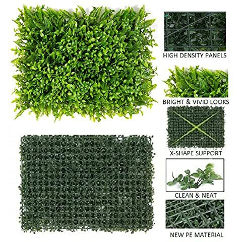 Golden Cart Artificial Wall Grass For Home Decoration (8 Pcs) I Grass Mat For Wall I Vertical Garden Artificial Plants (Natural Green, 60Cm X 40Cm X 8Cm, Pack Of 8)