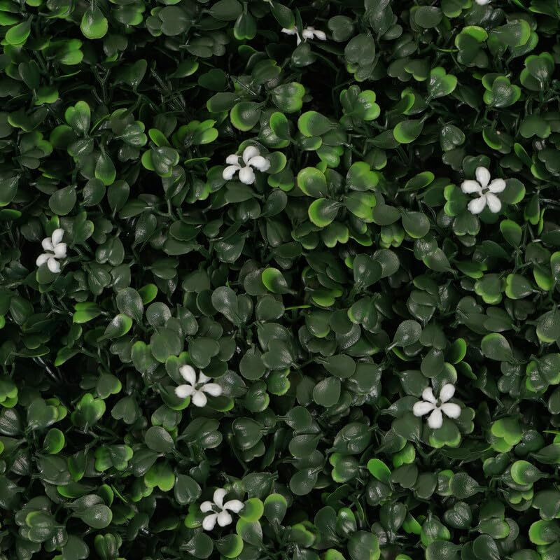 Golden Cart Artificial Wall Grass For Home Decoration (7 Pcs) I Grass Mat For Wall I Vertical Garden Artificial Plants (Lemon Green White Flowers Design, 50Cm X 50Cm X 5Cm, Pack Of 7)