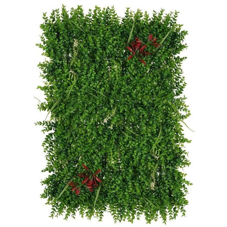 Golden Cart Artificial Wall Grass For Home Decoration (9 Pcs) I Grass Mat For Wall I Vertical Garden Artificial Plants (Green, Red & Purple, 60Cm X 40Cm X 8Cm, Pack Of 9)