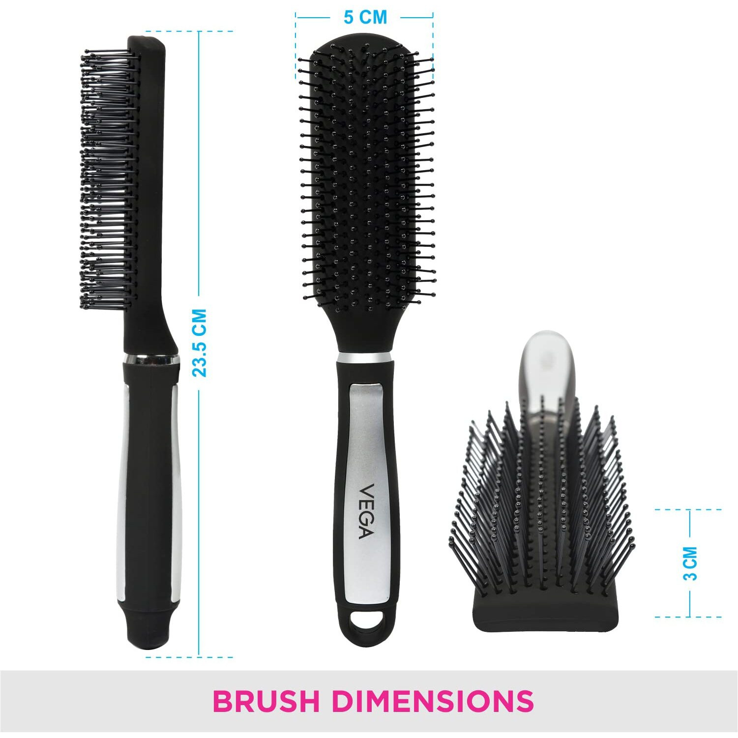Vega Flat Hair Brush (India's No.1* Hair Brush Brand) For Women And Men (E14-Fb)