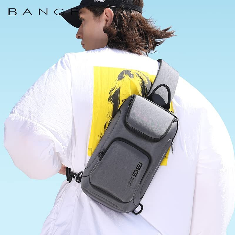 Red Lemon Bange Unisex Adult Sling Bag Crossbody Shoulder Messenger Waterproof Short Trip Chest Bag (Grey)