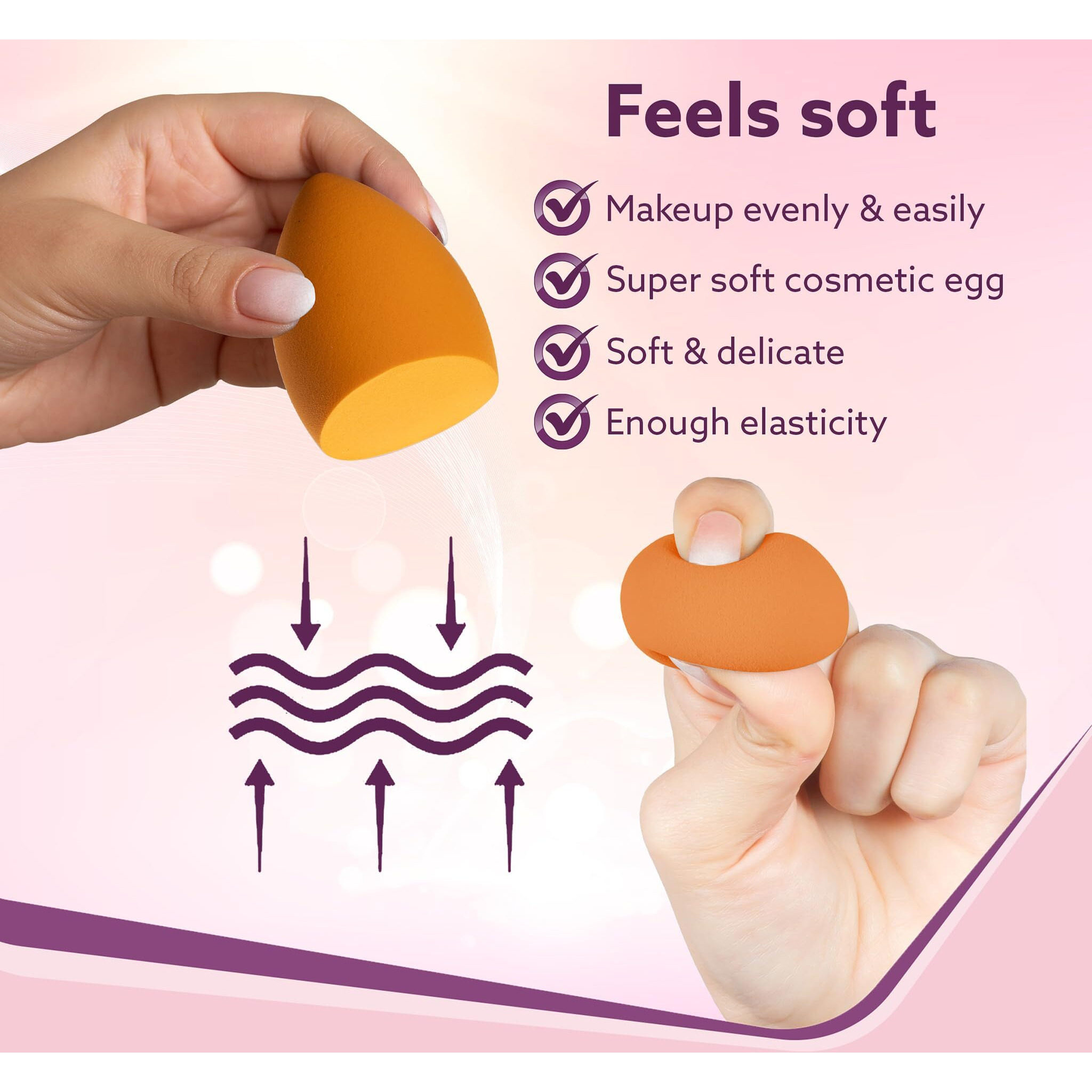 Agaro Complexion Sponge, Make Up Sponge Set, Foam Technology For Liquid Foundation, Creams And Powder, Latex Free Wet And Dry Makeup, Orange, Pack Of 1