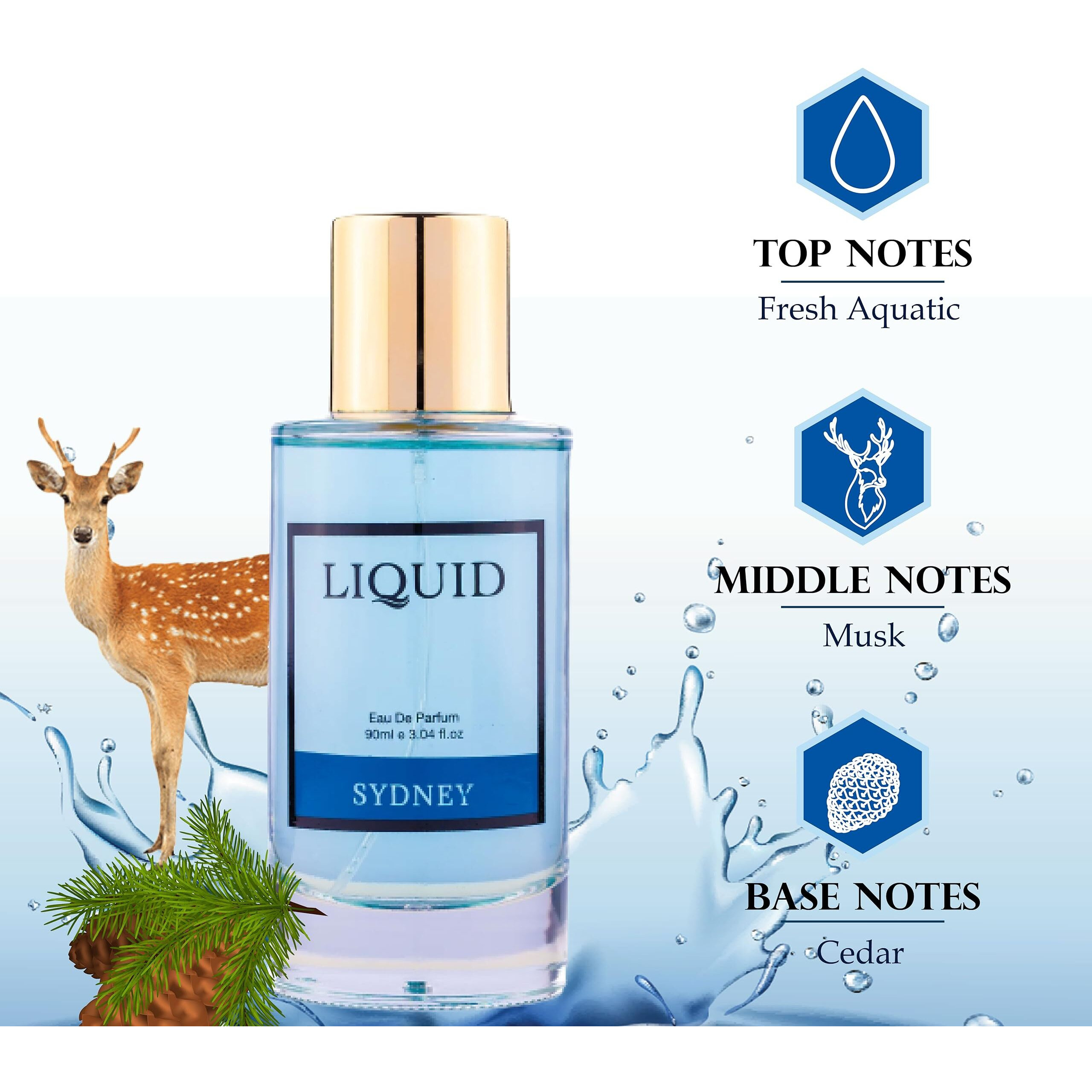 Liquid Luxury Sydney Perfume 100Ml For Men  Premium Fragrance With Long-Lasting Smell, Masculine Scent | Citrus And Woody Notes, Perfect For Office Wear And Formal Meetings, Ideal Gift For Him