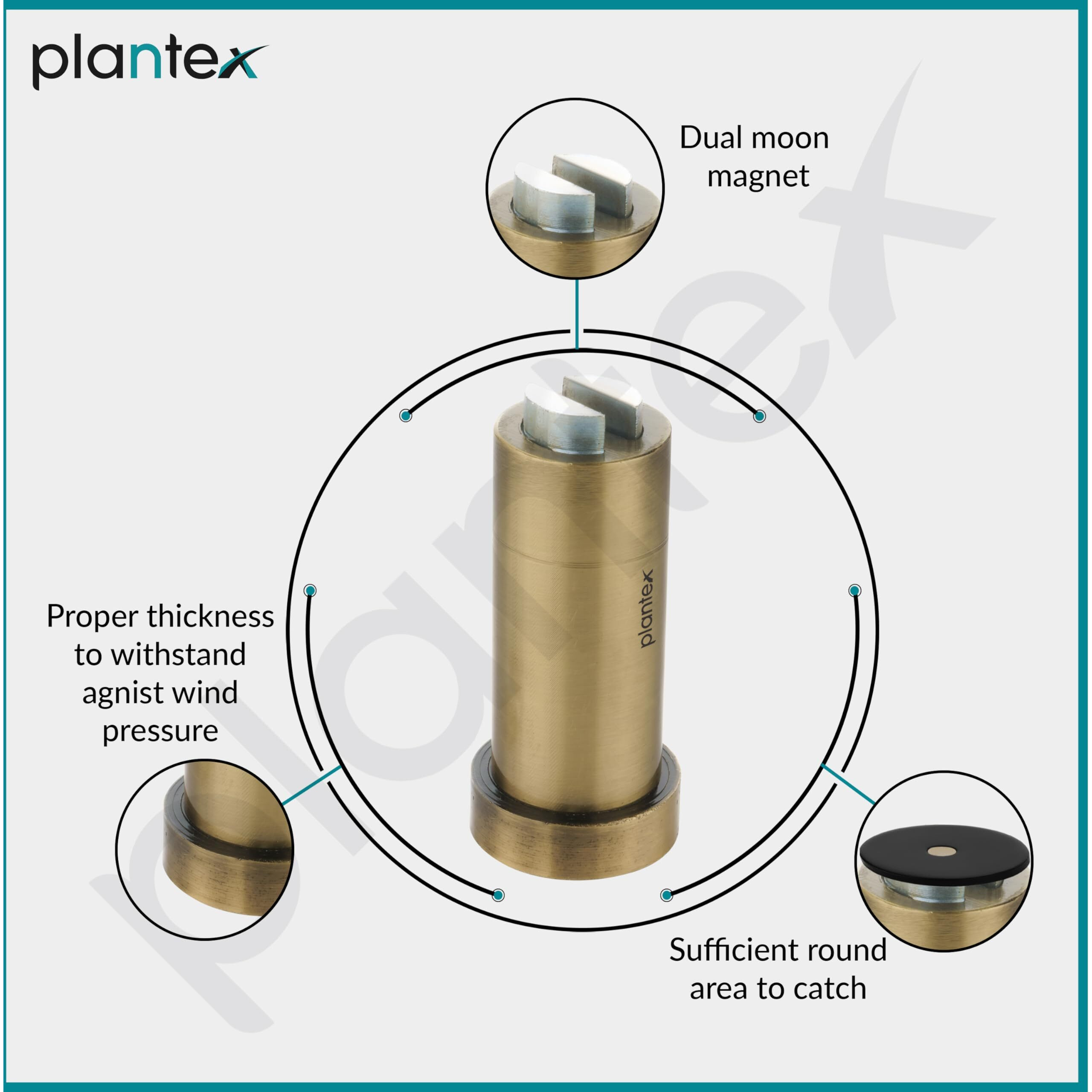 Plantex Magnetic Door Stopper For Home/Gate Stopper For Door/Door Stopper For Home/Door Holder Stopper - Pack Of 2 (Brass Antique)