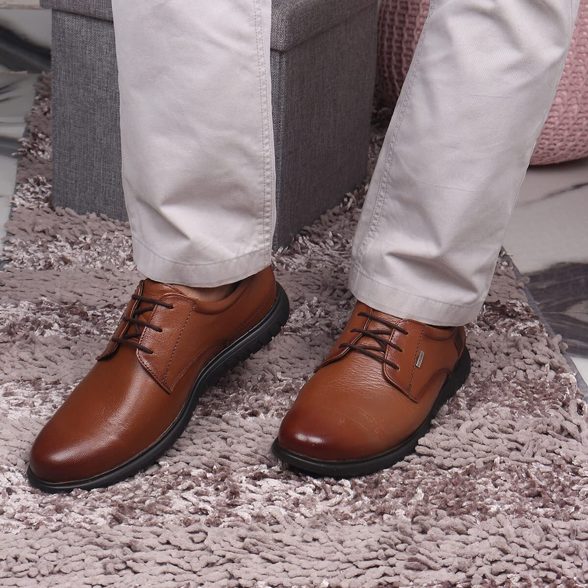 Red Chief Tan Leather Formal Derby For Men