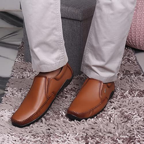 Red Chief Tan Leather Formal Slip On For Men