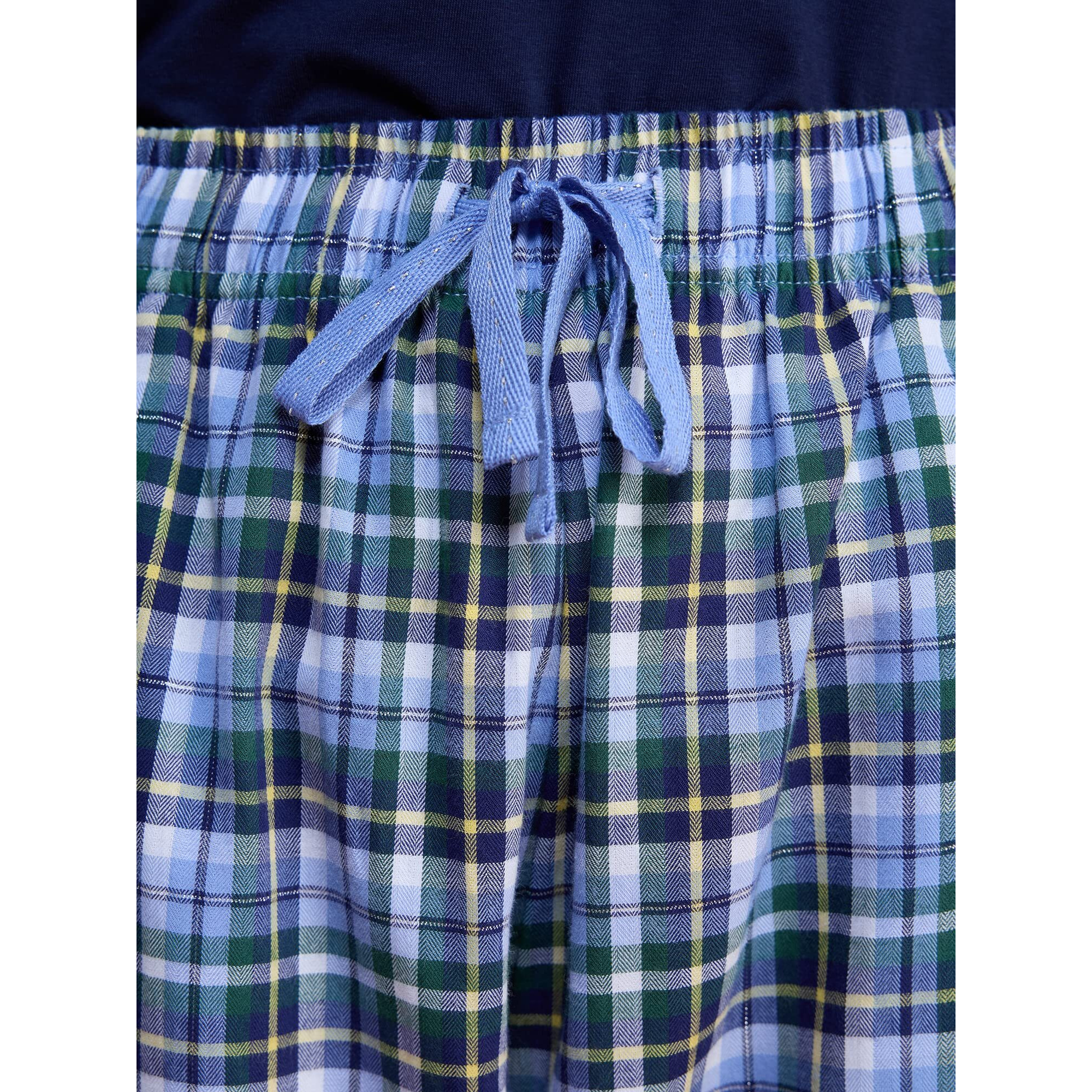 Nykd Cotton Plaid Pajama | Adjustable Darwstring | Pocketed - Nys141 - Hydrangea Plaid-S-1N