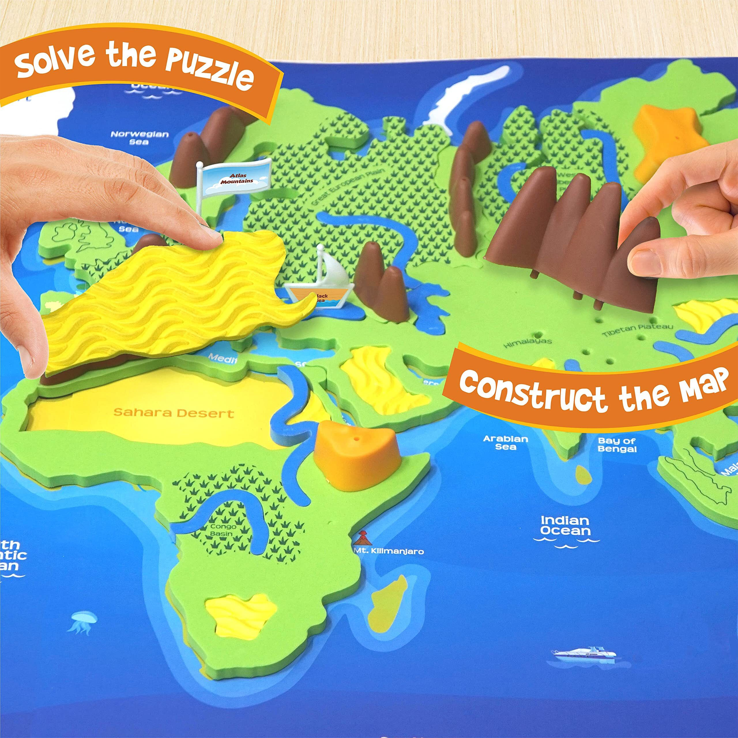 Imagimake Mapology Physical Features Of World Map | 3D Puzzle & Construction Toy | Birthday Gift For Girls & Boys Ages 5,6,7,8,9,10,11,12 | Diy Science Kit For Kids