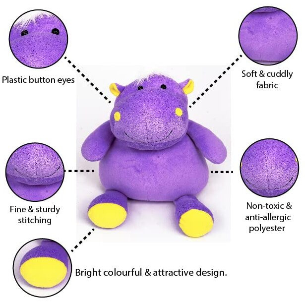 Furrendz Tammy Hippo 10" Plush|Animal Character Soft Toy-Hippo|Furry Plush|Soft & Anti Allergic Fabric|Safe For Kids|Role Playtoy|Easy To Wash|Best Birthday & Return Gift For Kids 1 Yrs+|Made In India