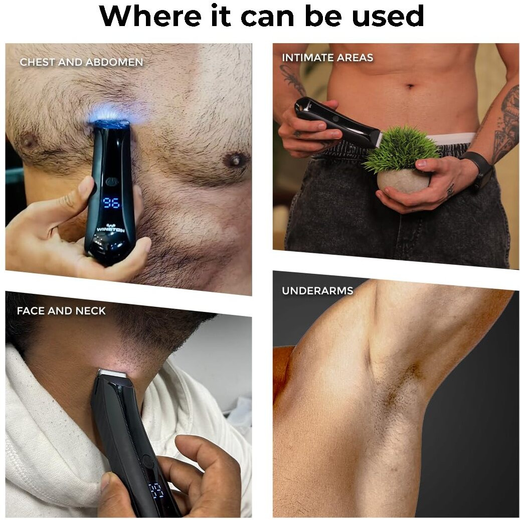 Winston Rechargeable Waterproof Body And Ball Trimmer For Men - Nut Groomer 2.0, Suitable For Beard Trimmer, Private Part Shaving, Pubic Hair With No-Cut Ceramic Blade  120 Min Cordless Use