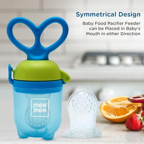 Mee Mee Advanced Fruit & Food Nutritional Baby Feeder | Safe And Bpa-Free Solution | Ideal For Babies 6 To 12 Months Old | Enhance Feeding Experience With Baby Grip Feeder (Blue)