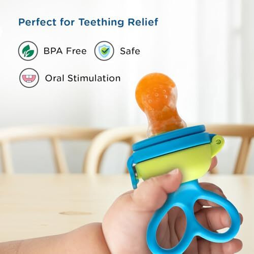 Mee Mee Advanced Fruit & Food Nutritional Baby Feeder | Safe And Bpa-Free Solution | Ideal For Babies 6 To 12 Months Old | Enhance Feeding Experience With Baby Grip Feeder (Blue)