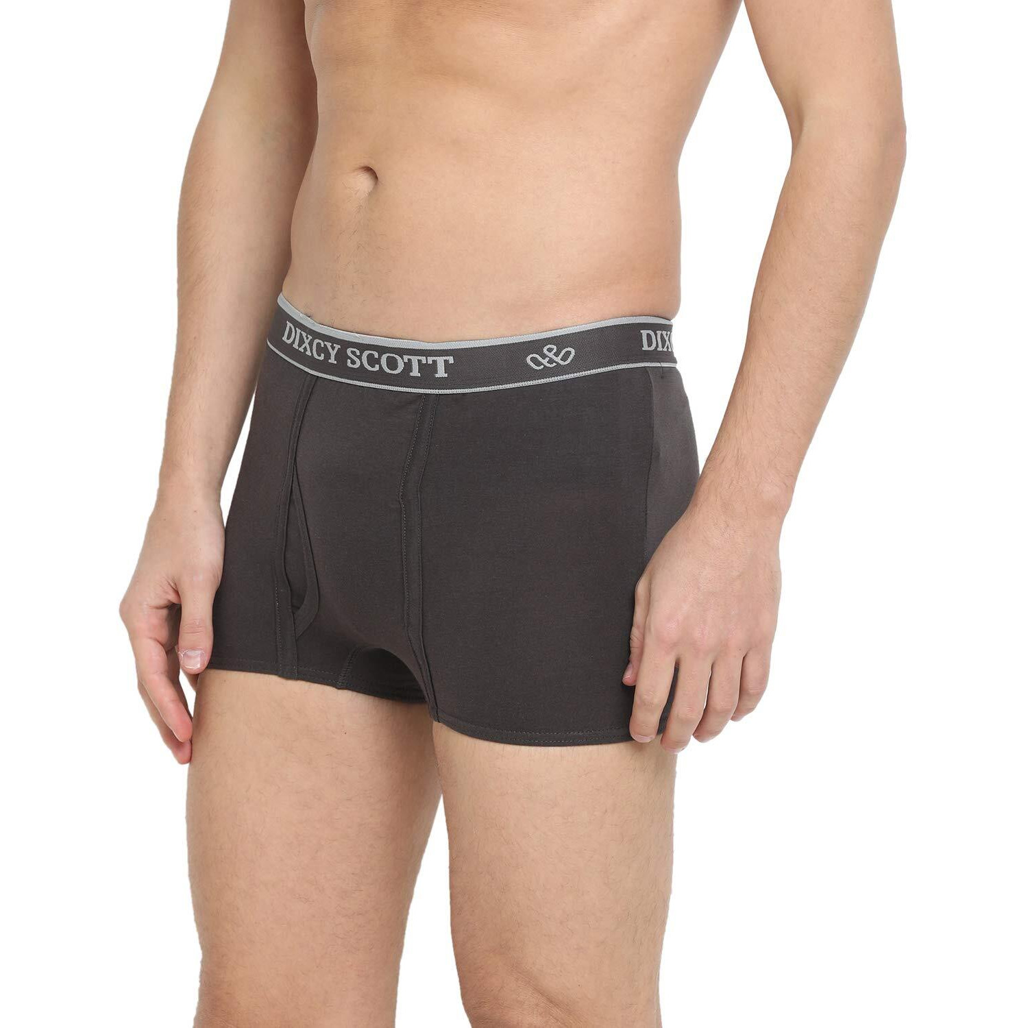 Dixcy Scott Men Cotton Trunks (Black & Dark Grey, Medium)