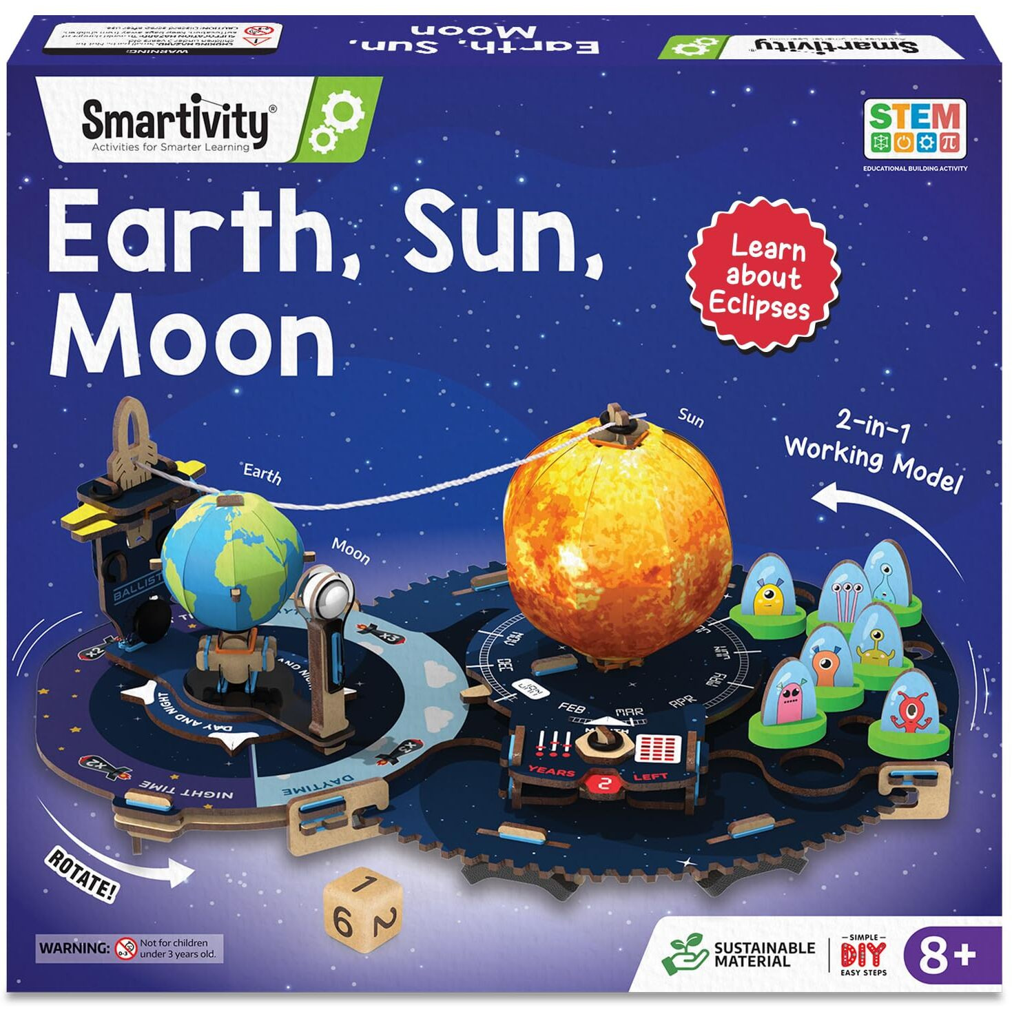 Smartivity Earth-Sun-Moon Space Toy For Kids 8-10-12-14 Years Old | Interactive 3D Model Kit I Birthday Gift For Boys & Girls | Diy Science Toy For Kids 8,9,10,11,12,13,14 Years