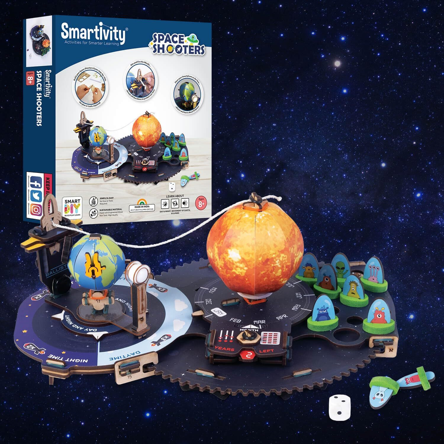 Smartivity Earth-Sun-Moon Space Toy For Kids 8-10-12-14 Years Old | Interactive 3D Model Kit I Birthday Gift For Boys & Girls | Diy Science Toy For Kids 8,9,10,11,12,13,14 Years