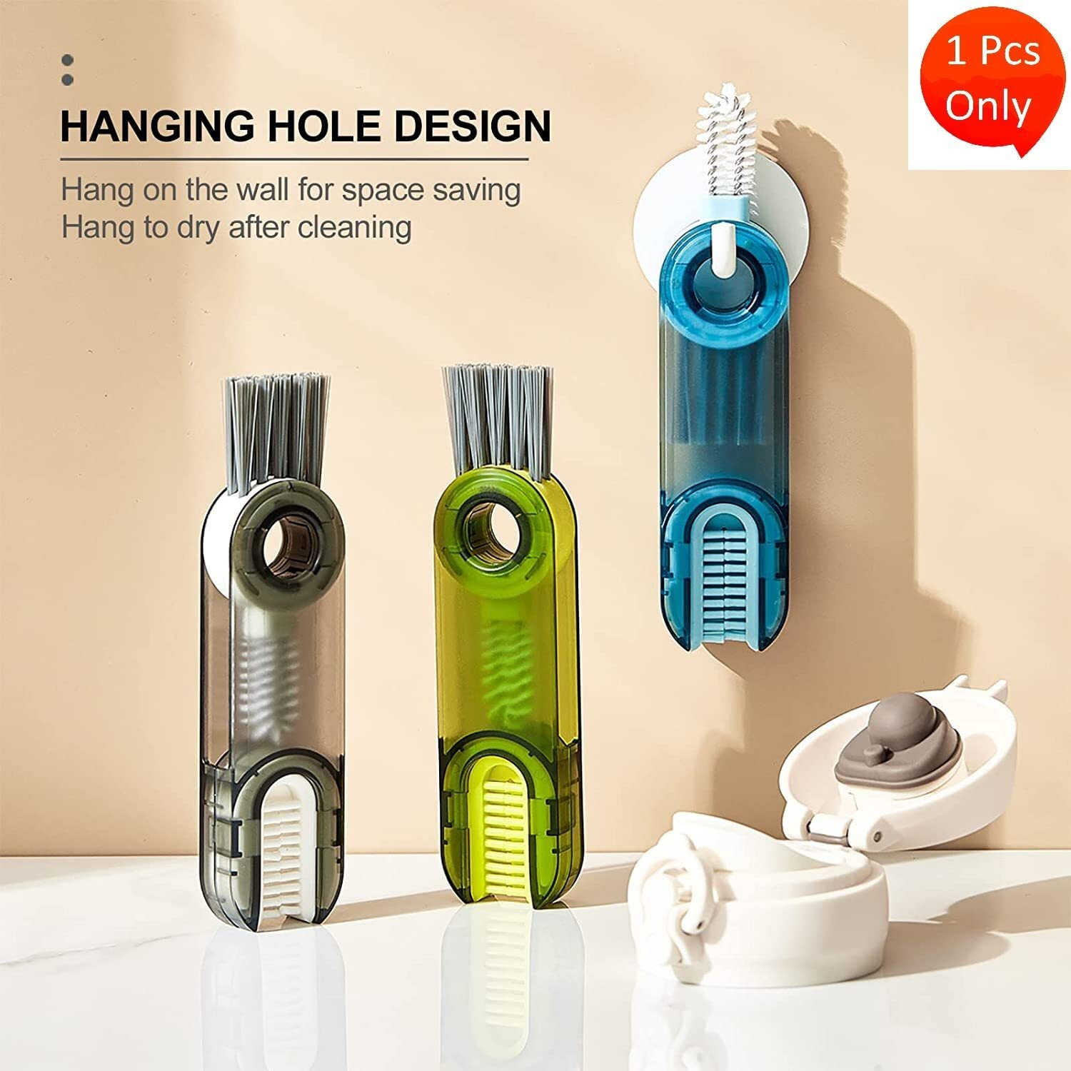 Zebroc 3 In 1 Cup Lid Gap Cleaning Brush, Bottle Lid Cleaning Brush, Tiny Bottle Cup Lid Straw Cleaner Tools, Bottle Gap Cleaner Brush (1Pcs Only, Multi Color)