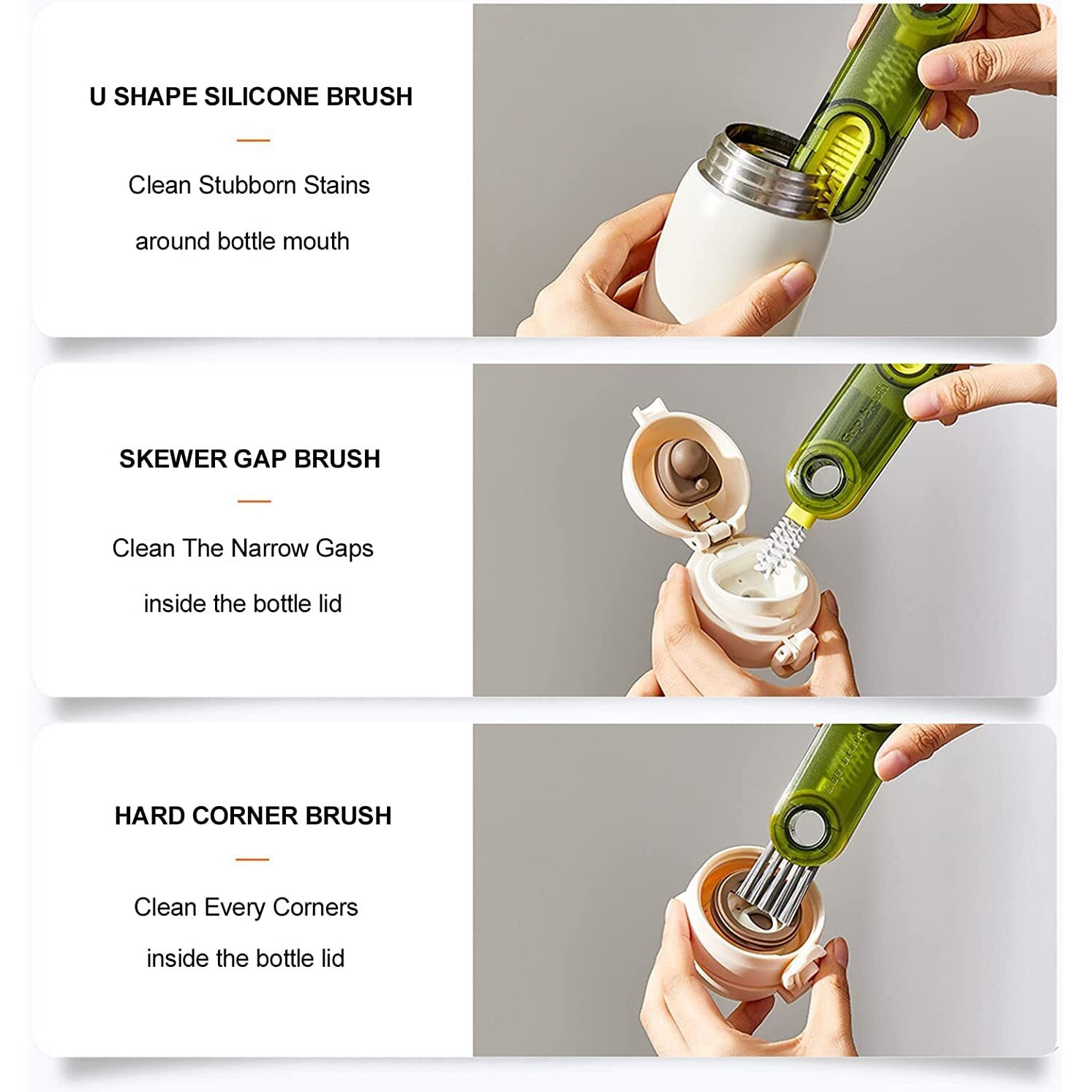 Zebroc 3 In 1 Cup Lid Gap Cleaning Brush, Bottle Lid Cleaning Brush, Tiny Bottle Cup Lid Straw Cleaner Tools, Bottle Gap Cleaner Brush (1Pcs Only, Multi Color)