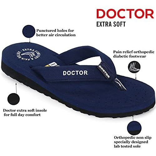 Doctor Extra Soft Women's Care Orthopaedic Diabetic Comfortable Mcr Flip-Flop Slippers D-16-Feelgood-Navy-8Uk