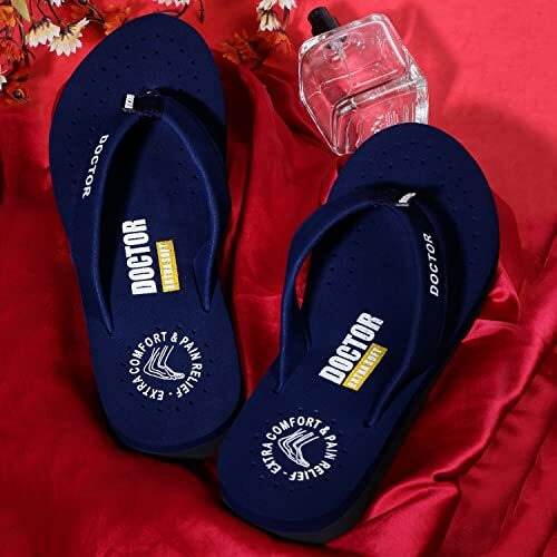 Doctor Extra Soft Women's Care Orthopaedic Diabetic Comfortable Mcr Flip-Flop Slippers D-16-Feelgood-Navy-8Uk