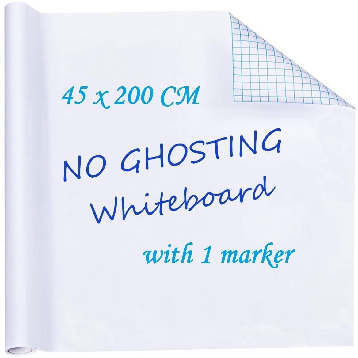 Qzep White Board Wall Sticker With 1 Marker For Home Kitchen, Office, School, College, Restaurants Self Adhesive Removable White Board Wallpaper (45 X 200 Cm/White)