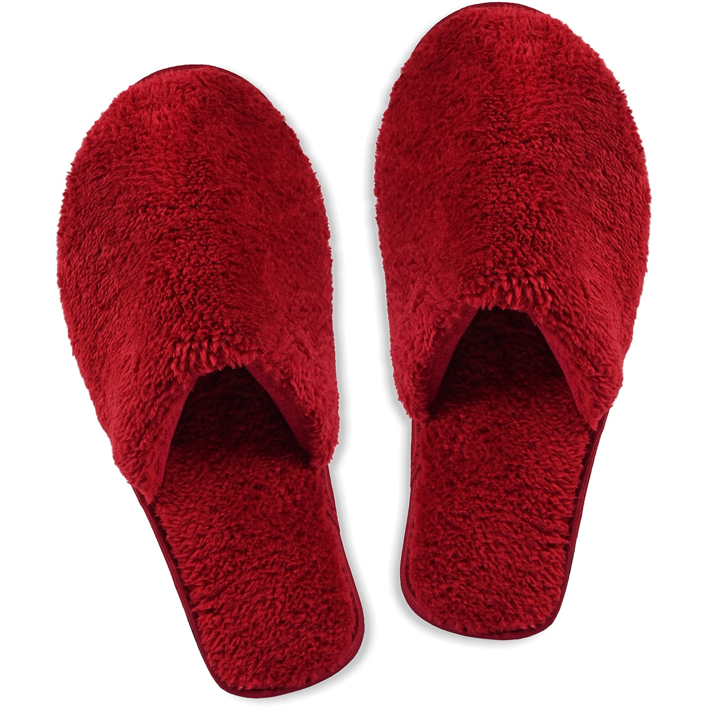 Mifuzi Women's Furry Fur Slippers For Home House Bedroom Room Indoor Carpet Cozy Comfortable Closed Toe Soft Sole Fluffy Fuzzy Plush Warm Cloth Woolen Winter Slippers Red 6