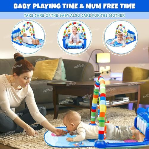 Zest 4 Toyz Baby Play Mat Gym & Fitness Rack With Hanging Rattles Lights & Musical Keyboard Mat Piano Multi-Function Abs Plastic(Up To 2 Year) Multi Color (Made In India)