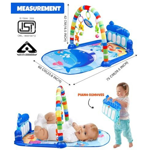 Zest 4 Toyz Baby Play Mat Gym & Fitness Rack With Hanging Rattles Lights & Musical Keyboard Mat Piano Multi-Function Abs Plastic(Up To 2 Year) Multi Color (Made In India)