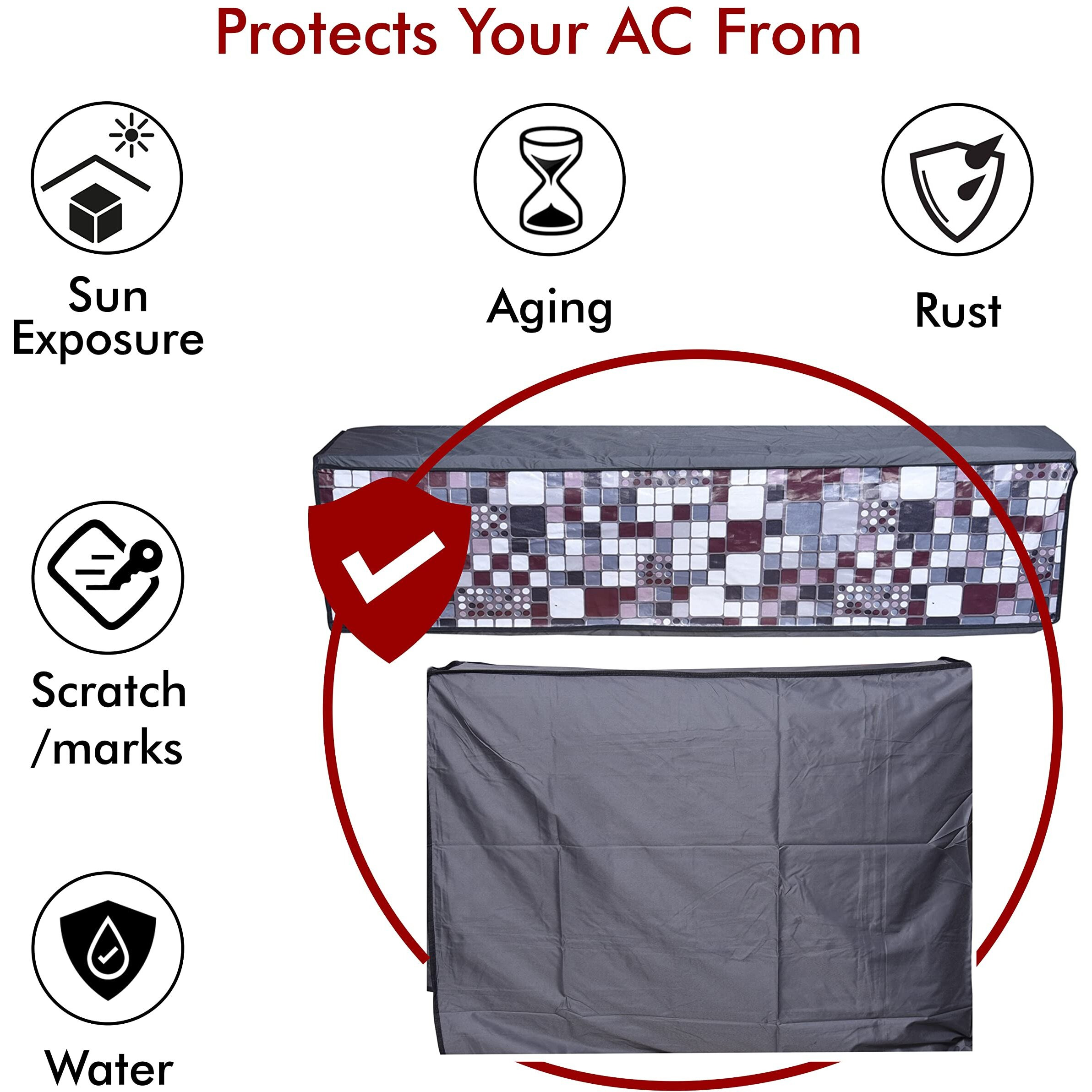 Yellow Weaves Polyvinyl Chloride (Pvc) 100% Waterproof And Dust Proof Split Ac Cover For 1.5 To 2.0 Ton - Multicolor
