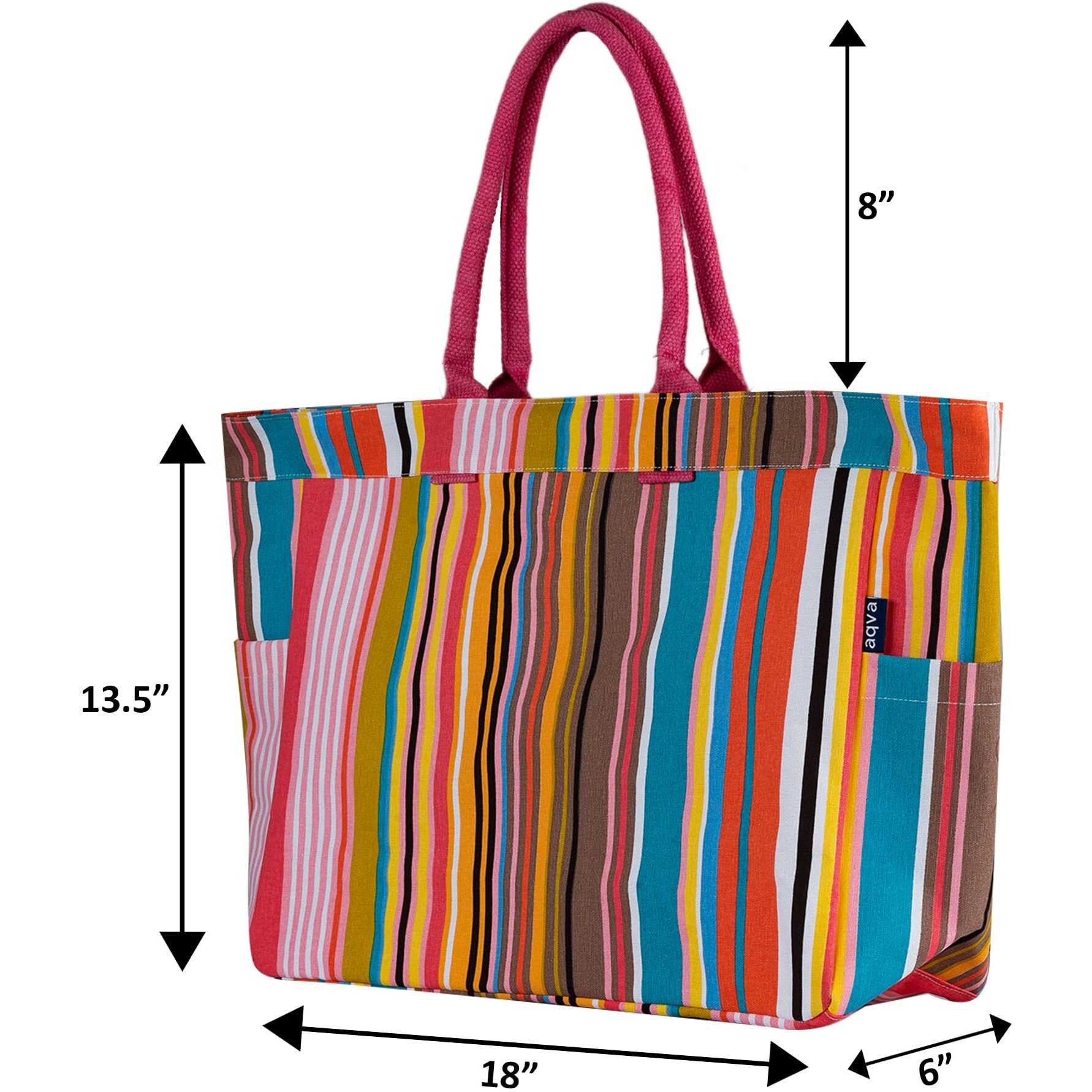 Aqva Stripe Printed Tote Bag For Women | Ladies Casual Handbag For Shopping, Travel With Top & Inner Zip Pocket | Versatile Trendy Handbag For College Girls (Stripe)