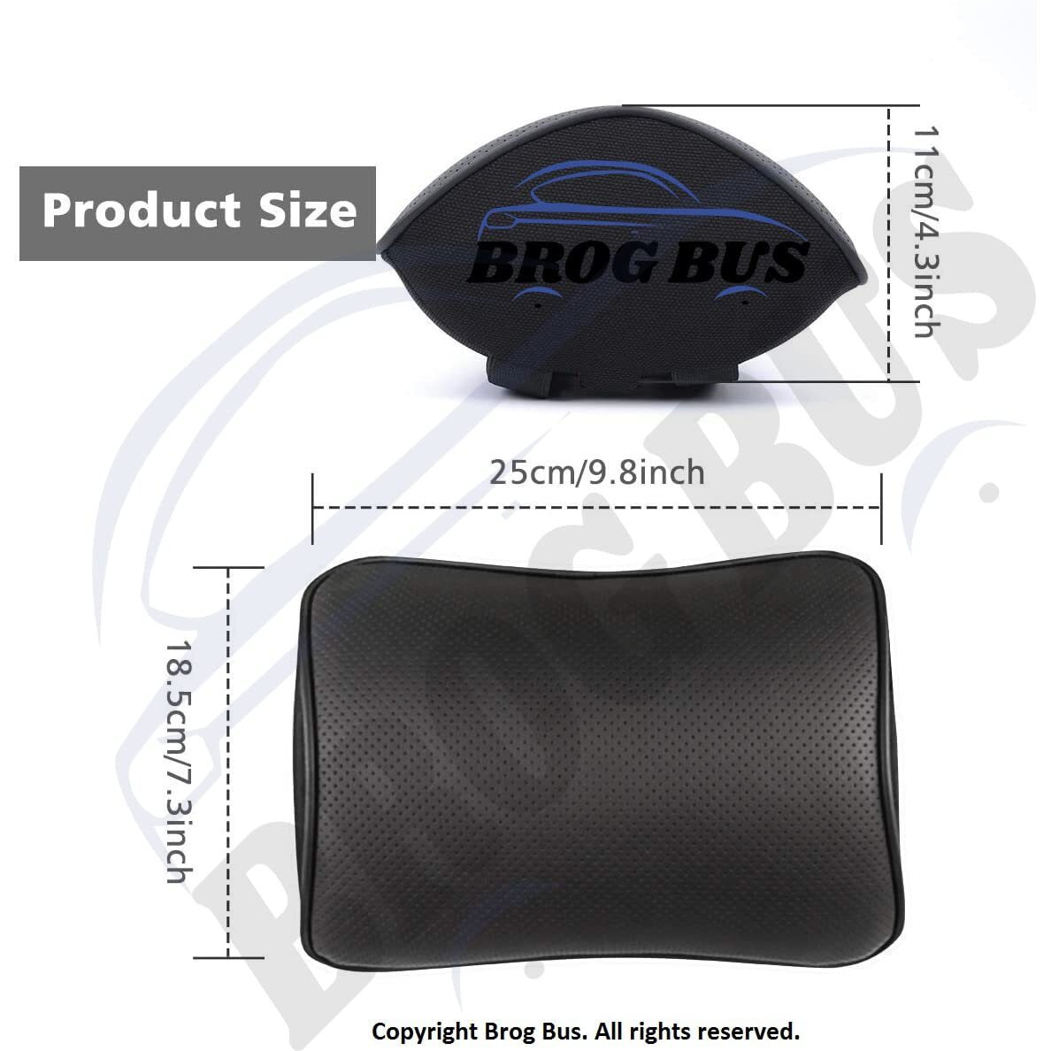 Brogbus Memory Foam Car Neck Support Pillow Neck Pain Head Rest Cushion (Black)