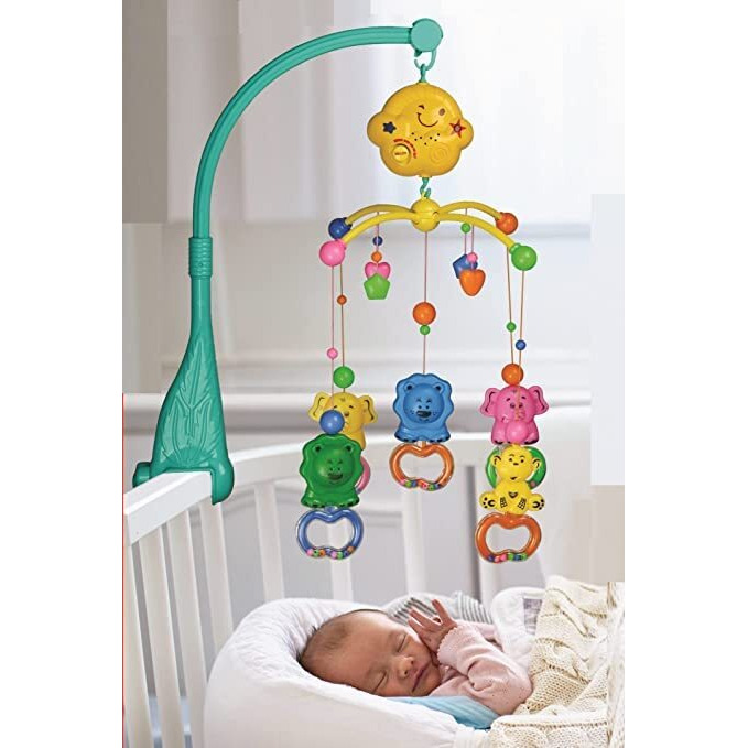 Babygo Rotating Zoo Musical & Light Rattle For Kids | Cot Mobile For Cradle For Baby | Jhoomer For Kids Bed | Pack Of 1 | Multicolor