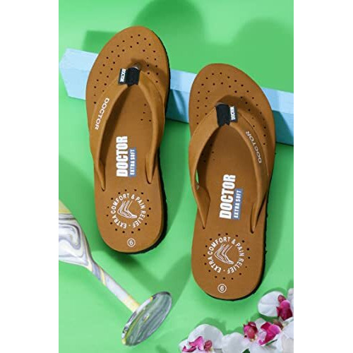 Doctor Extra Soft Women's Care Orthopaedic Diabetic Comfortable Mcr Flip-Flop Slippers D-16-Feelgood-Tan-8Uk