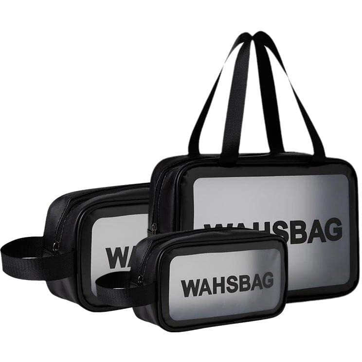 Beaut Secrets Toiletry Bag For Women Men - 3 Pcs Kit Waterproof Makeup Cosmetic Bag Travel Organizer For Accessories & Toiletries - 3 Sizes Clear Toiletry Bags For Different Storage, Black